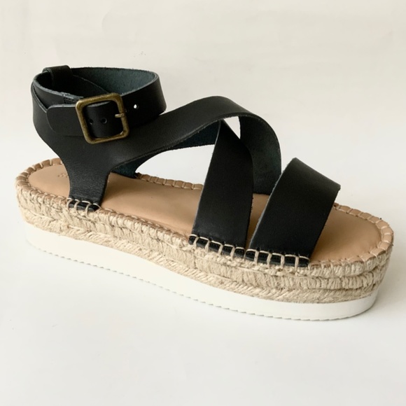 Soludos Olympia Black Leather Platform Espadrille Sandals Anthropologie 8 - Picture 4 of 8